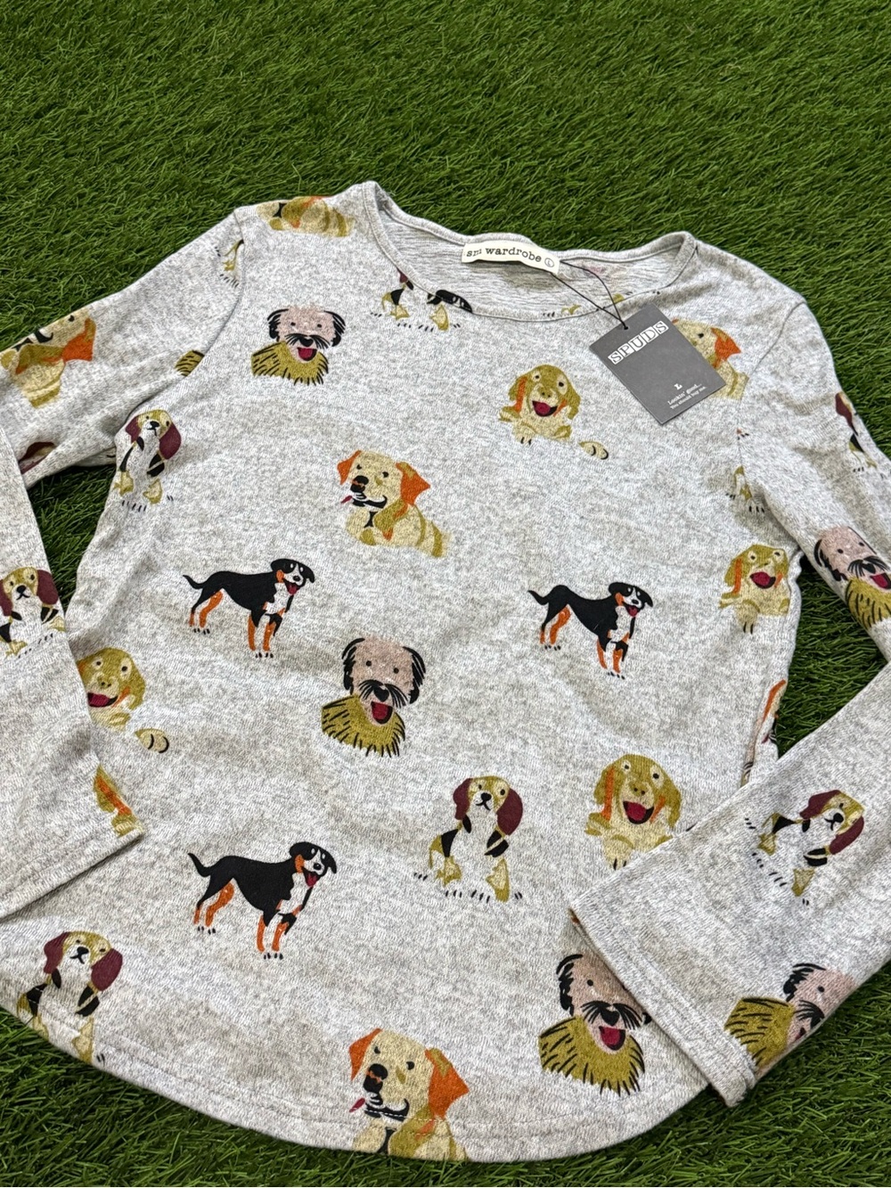 SM Wardrobe - SPUDS - Long sleeve Sweater Top - Dog Print